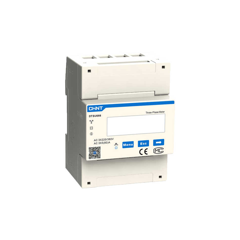 Driefasen energiemeter met stroomtransformator